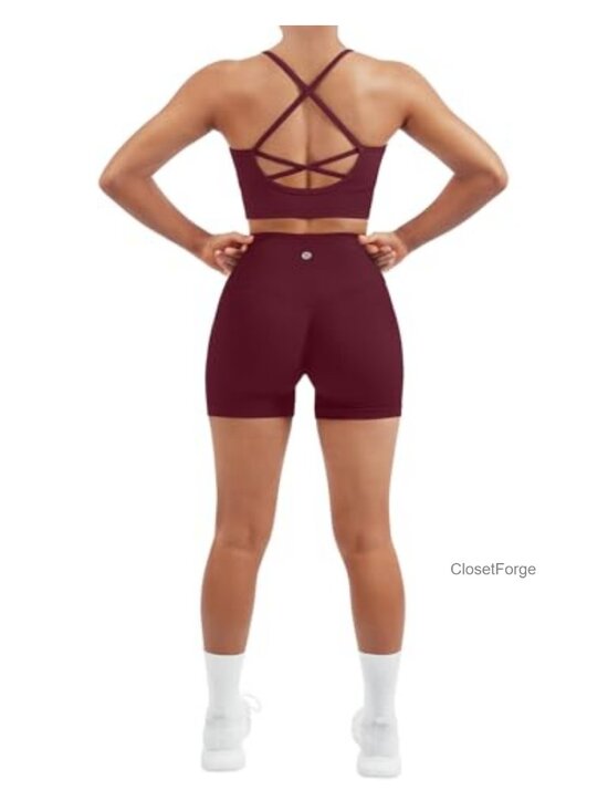 Other - Seamless 2 Piece Workout Set Criss Cross Sports Bra High Waist Booty Shorts